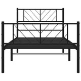 ZNTS Metal Bed Frame without Mattress with Footboard Black 90x200cm 372190