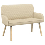 2 Seater Sofa with Solid Wood Legs 2-Seater Cream Linen Fabric 42051037