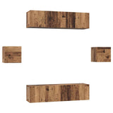 TV Cabinet Set Wall-mounted 6 pcs Old Wood Engineered Wood 3393399