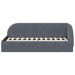 Corner Bed Frame with Headboard Dark grey 90 x 200 cm Velvet 42016647