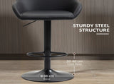 Bar Stools Set of 2, Height Adjustable Swivel Barstools, PU Leather Kitchen Stools with Backs, T3398P343308