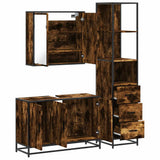 3 Piece Bathroom Furniture Set Smoked Oak Engineered Wood 3301132