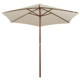 Garden Parasol 270x270 cm Wooden Pole Cream White 42962