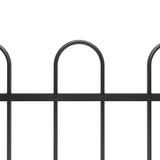 ZNTS Garden Fence with Hoop Top Steel 13.6x0.8 m Black 277654