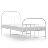 Metal Bed Frame without Mattress with Footboard White 90x190cm 353694
