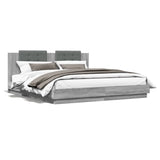 Bed Frame with LED without Mattress Grey Sonoma 200x200 cm 3209987