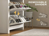 Slim Shoe Cabinet, Narrow Shoe Cupboard with 2 Flip Drawers, Adjustable Shelves for 12 Pairs of T3398P344558
