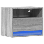 ZNTS Wall-mounted Bedside Cabinet with LED Lights Grey Sonoma 852071