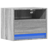 ZNTS Wall-mounted Bedside Cabinet with LED Lights Grey Sonoma 852071