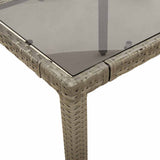 Garden Table with Glass Top Grey 90x90x75 cm Poly Rattan 365588