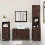 3 Piece Bathroom Furniture Set Brown Oak Engineered Wood 3300954
