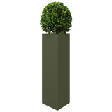 ZNTS Garden Planter Olive Green Triangular 30x26x75 cm Steel 851149