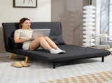Two-Seater Linen-Look Sofa Bed - Charcoal Grey T3398P377861