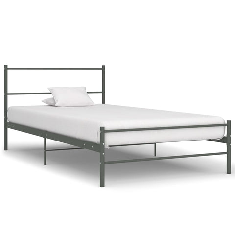284685 Bed Frame without Mattress Grey Metal 100x200 cm