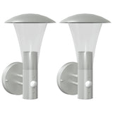 Outdoor Wall Lights with Sensors 2pcs Silver Stainless Steel 4006239