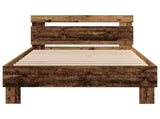 Bed Frame with LED Old Wood 90 x 200 cm Engineered Wood 863795