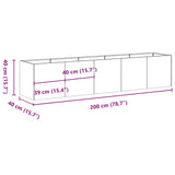 ZNTS Planter White 200x40x40 cm Cold-rolled Steel 860683