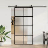 Sliding Door with Hardware Set Black 102.5x205 cm Tempered Glass 3375974