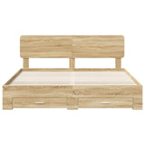 Bed Frame with Drawer Sonoma Oak 200 x 200 cm Engineered Wood 3412334