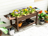 46 x 94cm Wooden Raised Planter, with Shelves - Carbonised T3398P320183