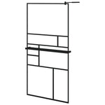 ZNTS Walk-in Shower Wall with Shelf Black 100x195 cm ESG Glass&Aluminium 3185473