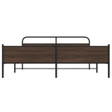 Metal Bed Frame without Mattress Brown Oak 180x200 cm Super King 3318710