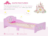 Kids Bed Princess Castle Theme w/ Side Rails Slats Home Furniture for 3 - 6 Yrs Pink 143 x 73 x 60 T3398P347663