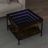 Coffee Table with Infinity LED Smoked Oak 50x50x38 cm 847699
