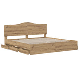 Bed Frame with Storage and Headboard Artisan Oak 180 x 200 cm 3445839