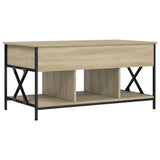 Coffee Table Sonoma Oak 100x55x50 cm Engineered Wood and Metal 845337