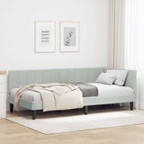 Corner Bed Frame Light Grey 100 cm x 200 cm Velvet 42016358