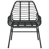 5 Piece Garden Dining Set Black Poly Rattan Glass 3334535