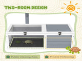 Wooden Tortoise Enclosure, Tortoise House w/ Lamp Holder, for Outdoor, Indoor, Light Grey T3398P350010