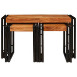 Nesting Table 3 pcs Brown and Black Solid Acacia Wood and Metal 4104731