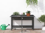 Garden Planter with Folding Tabletop Grey Solid Wood Pine 825123