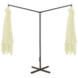 Garden Parasol Sand Polyester, Powder-Coated Steel Double 312555