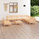 10 Piece Garden Lounge Set Solid Wood Pine 3083129