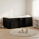 Loft Bed Frame with Cabinet 3 pcs Black Engineered Wood 3423375