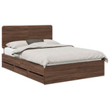 Bed Frame with Drawer Brown Oak 140 x 190 cm Engineer Wood 3412601
