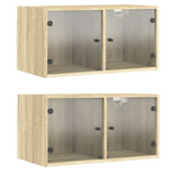 Wall Cabinets with Glass Doors 2 pcs Sonoma Oak 68.5x37x35 cm 836502
