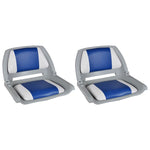 Boat Seats 2 pcs Foldable Backrest Blue-white Pillow 41x51x48cm 279102