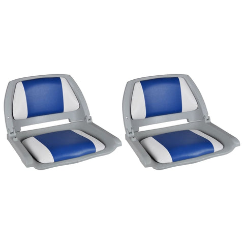 Boat Seats 2 pcs Foldable Backrest Blue-white Pillow 41x51x48cm 279102