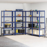 5-Layer Storage Shelves 4 pcs Blue Steel&Engineered Wood 3307607