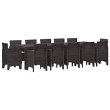Garden Dining Set with Cushion 13 pcs Brown and Light grey 3378619