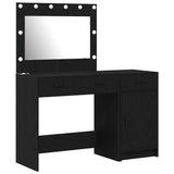 Dressing Table with Mirror Lights 2 pcs Black Engineered wood 3334228