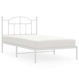 Metal Bed Frame without Mattress with Headboard White 100x190cm 353482