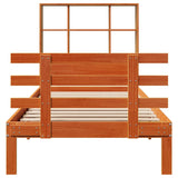 ZNTS Bookcase Bed without Mattress Wax Brown 100x200cm Solid Wood Pine 3322773