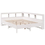 Bookcase Bed without Mattress White 140x190 cm Solid Wood Pine 3324434