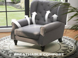 Retro Accent Chair, Linen Wingback Armchair with Wood Frame Button Tufted Design for Living Room T3398P343491