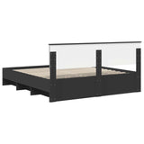 Bed Frame with Headboard Black 180 x 200 cm Engineered Wood 3408824